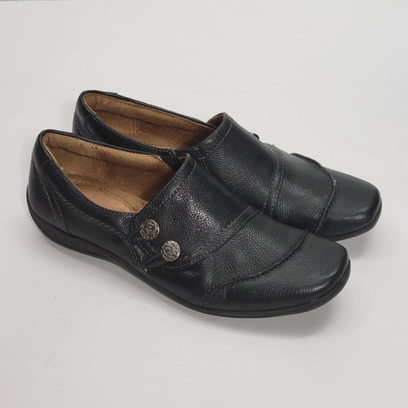 Women's Black Leather Slip-On Shoes - Picture 3 of 8